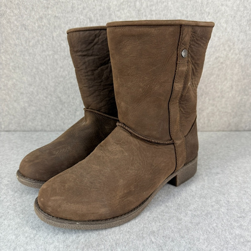ABEO Womens Sz 7.5 Chocolate Brown Sheepskin Leather Winter Boots Burlington NEW